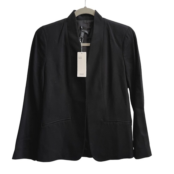 Eileen Fisher Simple Jacket Black Corded Tencel XXS/TTP R7DOR J47 46M NWT